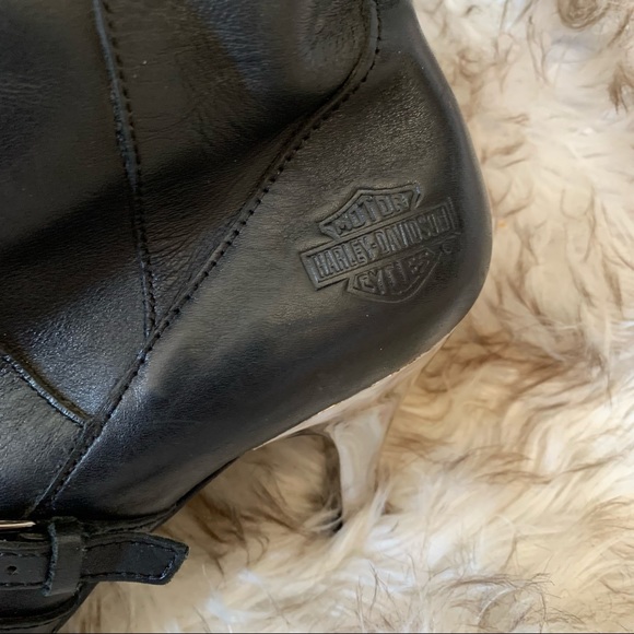 Harley Davidson black leather studded fashion boot - Picture 2 of 4